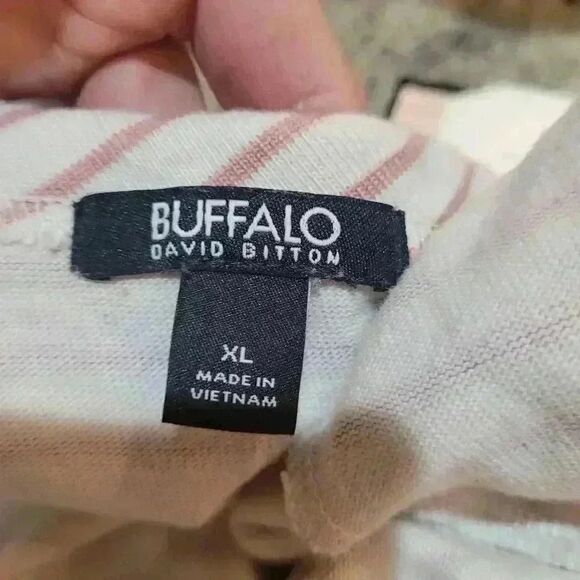 Buffalo David Bitton Women's Ivory/Rose Cotton/Poly Knit T-Shirt Dress - Picture 9 of 10